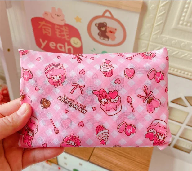 Hello Kitty My Anime Sanrio Shopping Bag Portable folding large capacity eco-friendly supermarket shopping bag Totebags