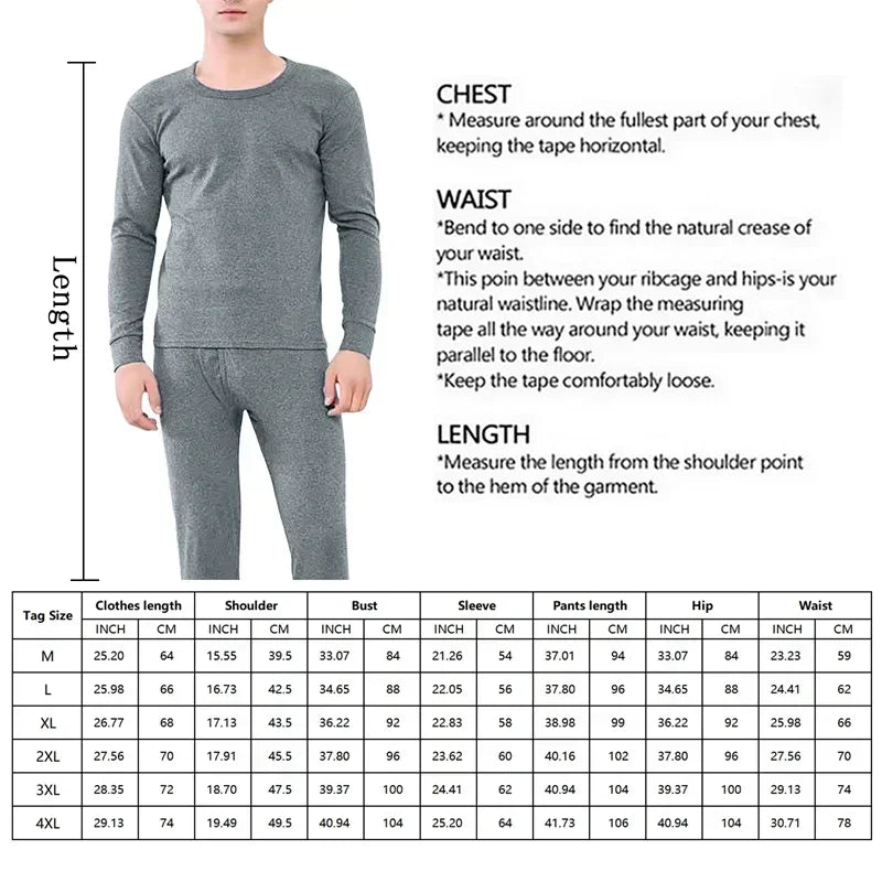 Winter Men’s Thermal Underwear Set - Plus Velvet Pajamas & Leggings