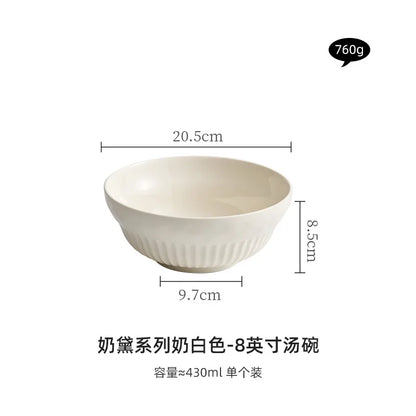 Cream Style Ceramic Bowl Set | High-End Japanese & Chinese Tableware, Kitchen Accessories