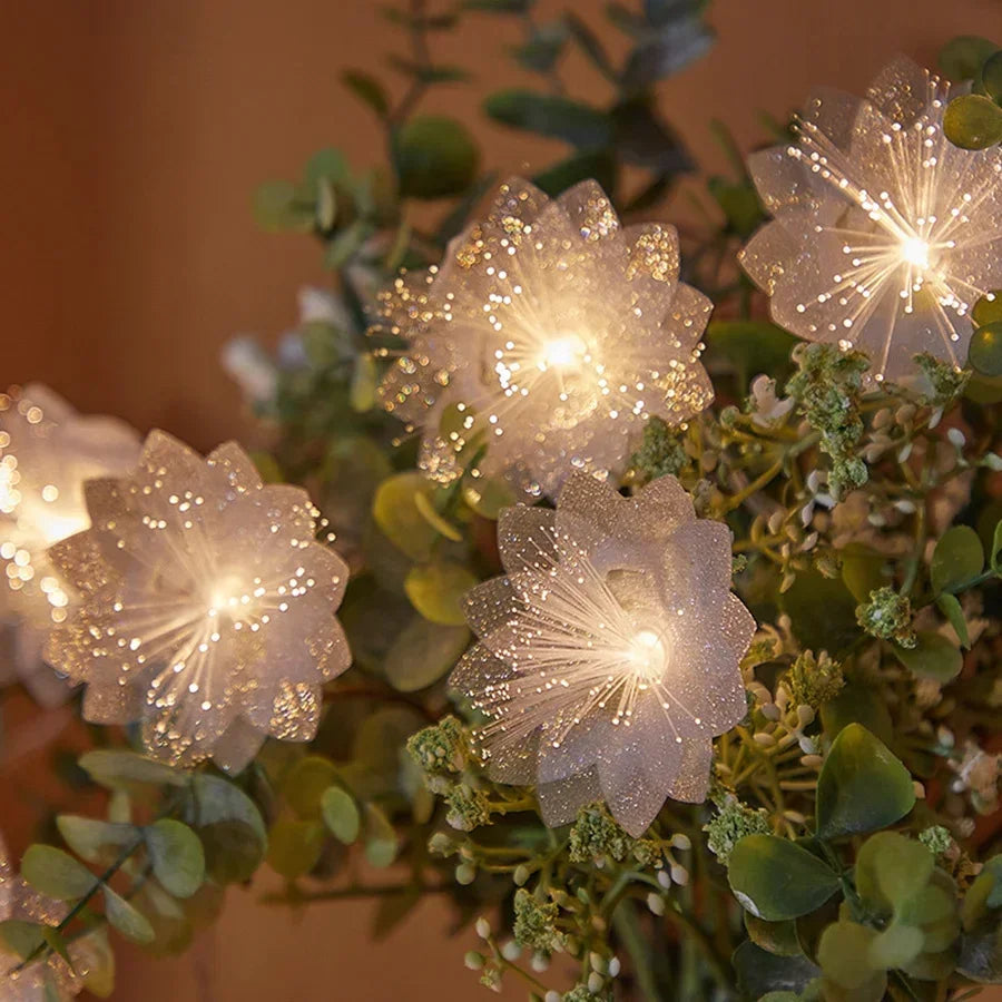 LED Fiber Optic Fairy Light Garland | Battery-Operated Festive Decor