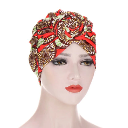 Lady Bandanas Girl Women African Tradition Circle Design Stretchy Turban Cap Female Chemotherapy Headwear Braid Hat HT241