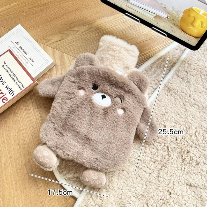 Kawaii Insulation Hot Water Bottle Plush Rubber Hand and Foot Belly Warmer Explosion-proof Hot Water Bag for Women Period Cute