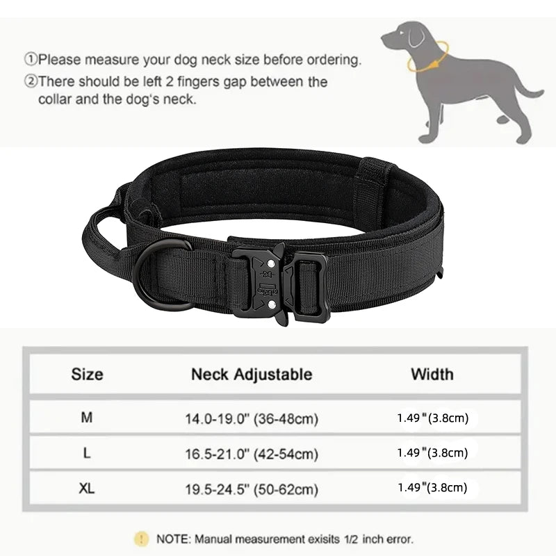 Tactical Dog Collar with Metal Buckle – Breathable Nylon for Medium & Large Dogs