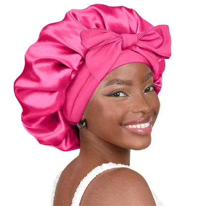 New Women Satin Solid Sleeping Hat with Stretchy Tie Band Elastic Night Shower Cap Adjustable Hair Head Cover Bonnet turban