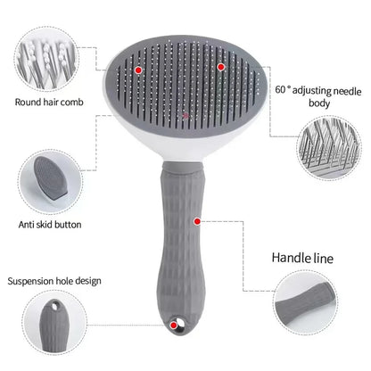 One-Click Hair Removal Pet Comb – Automatic Cat & Dog Grooming Brush