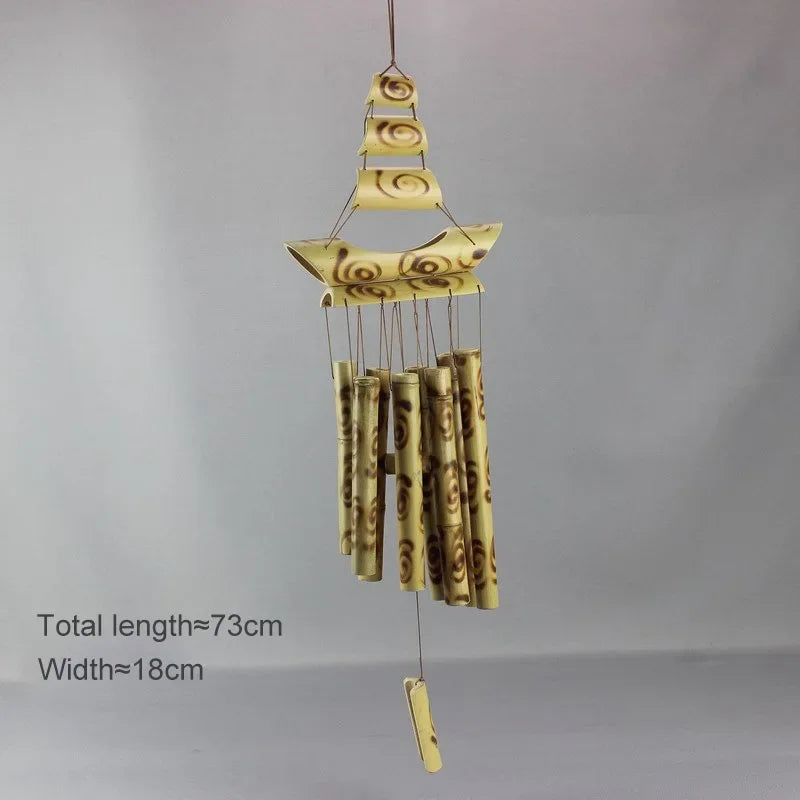 Handmade Tubes Bamboo Bell Natural Wind Chimes  Indoors Pendant Balcony Home Hotel Decor Outdoor Yard Garden Windchime Crafts