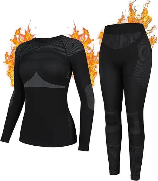 Anfilia Women Ski Thermal Underwear Set - Moisture-Wicking & Quick Dry