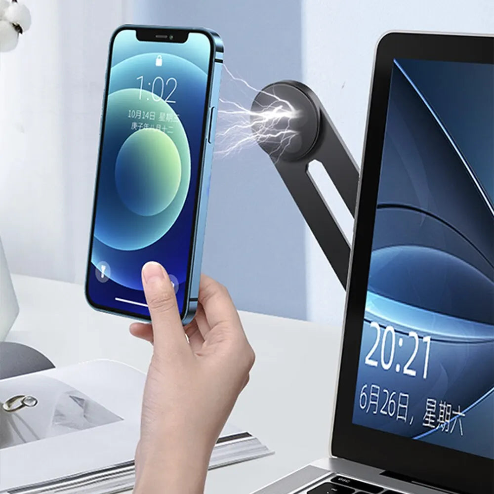 Magnetic Phone Holder for Laptop Screen | Dual-Screen Mount for any phone