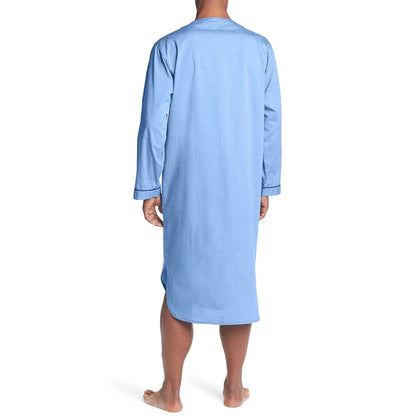 Men Night Robe Loose V Neck Long Sleeve Nightgown Solid Autumn Pajamas Cotton Soft Comfy Sleepwear Top Casual Homewear New