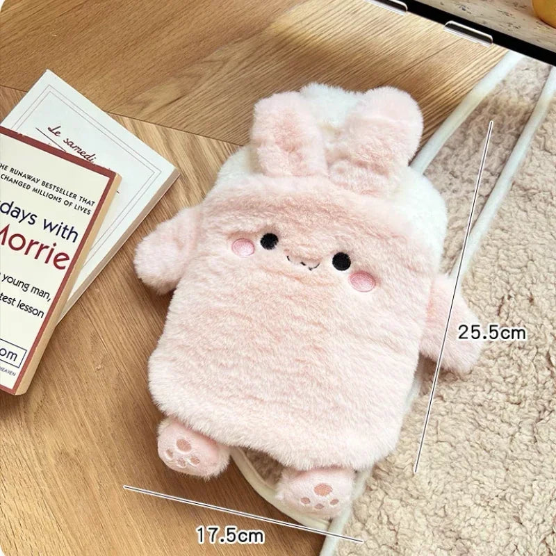 Kawaii Insulation Hot Water Bottle Plush Rubber Hand and Foot Belly Warmer Explosion-proof Hot Water Bag for Women Period Cute