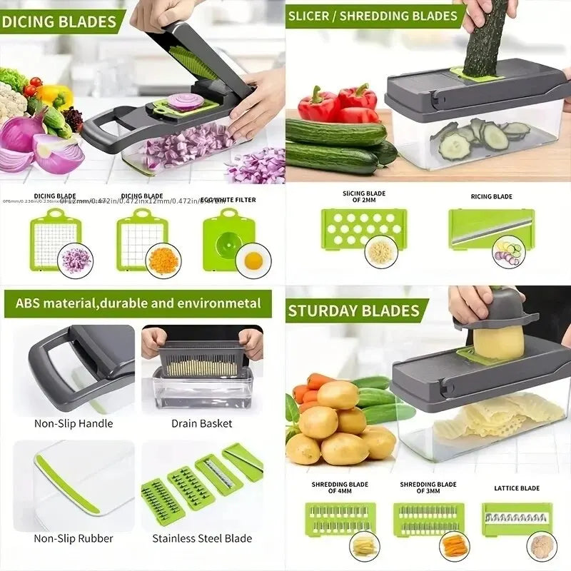 16-Piece Vegetable Chopper Set | Multi-Functional food and vegetable cutter