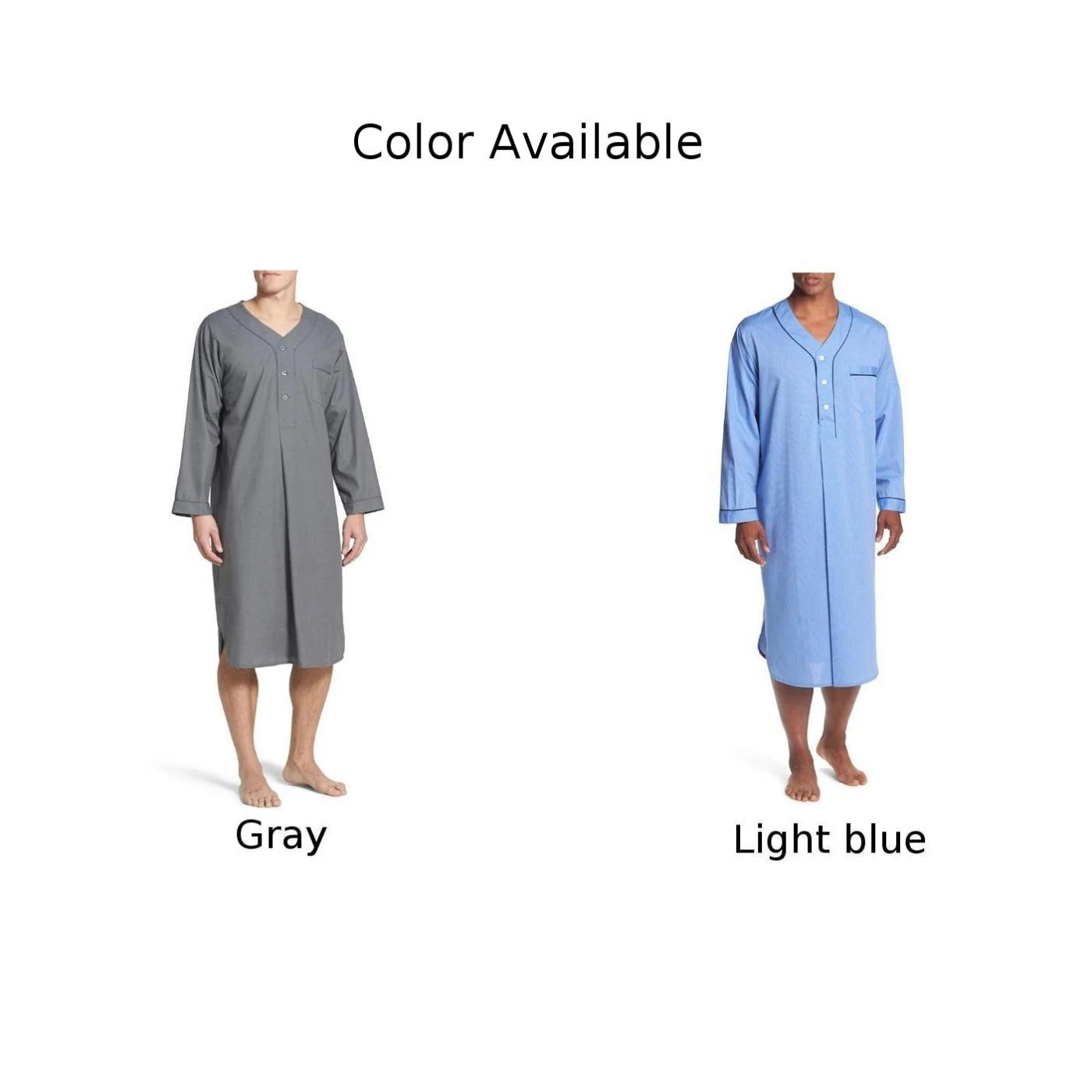 Men Loose V Neck Long Sleeve Nightgown Pajamas Comfy Cotton Sleepwear Top Shirt Homewear Robe Casual Long Nightdress