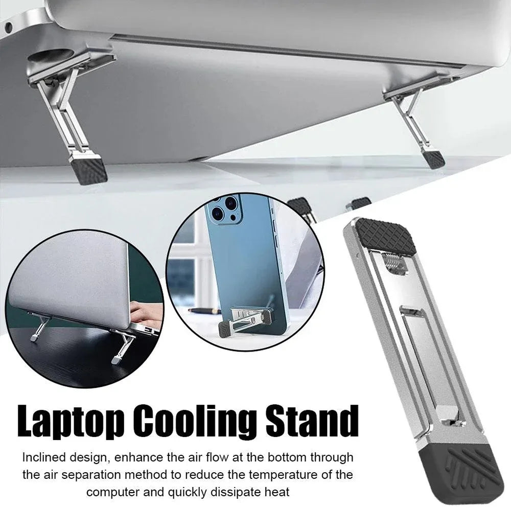 Laptop Stand Aluminum Alloy Mini Folding Holder 3 Height Adjustment Notebooks Bracket Accessories For Macbook Smart Phone