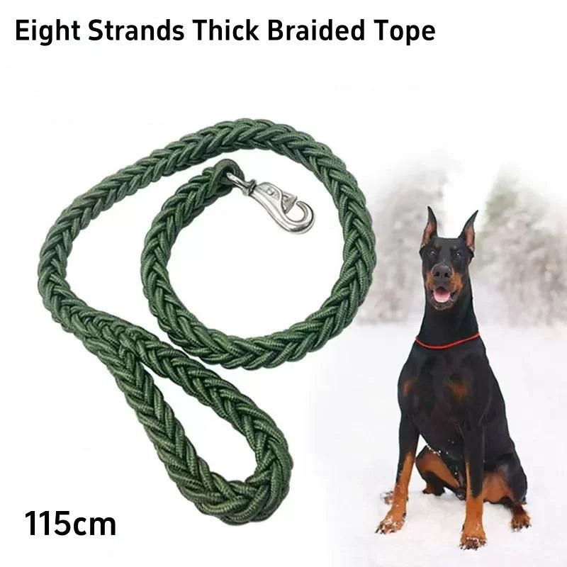 Nylon Braided Dog Leash – Durable Traction Rope for Large Dogs