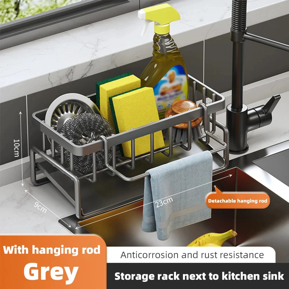 Stainless Steel Sink Shelf – Self-Draining Soap & Sponge Organizer