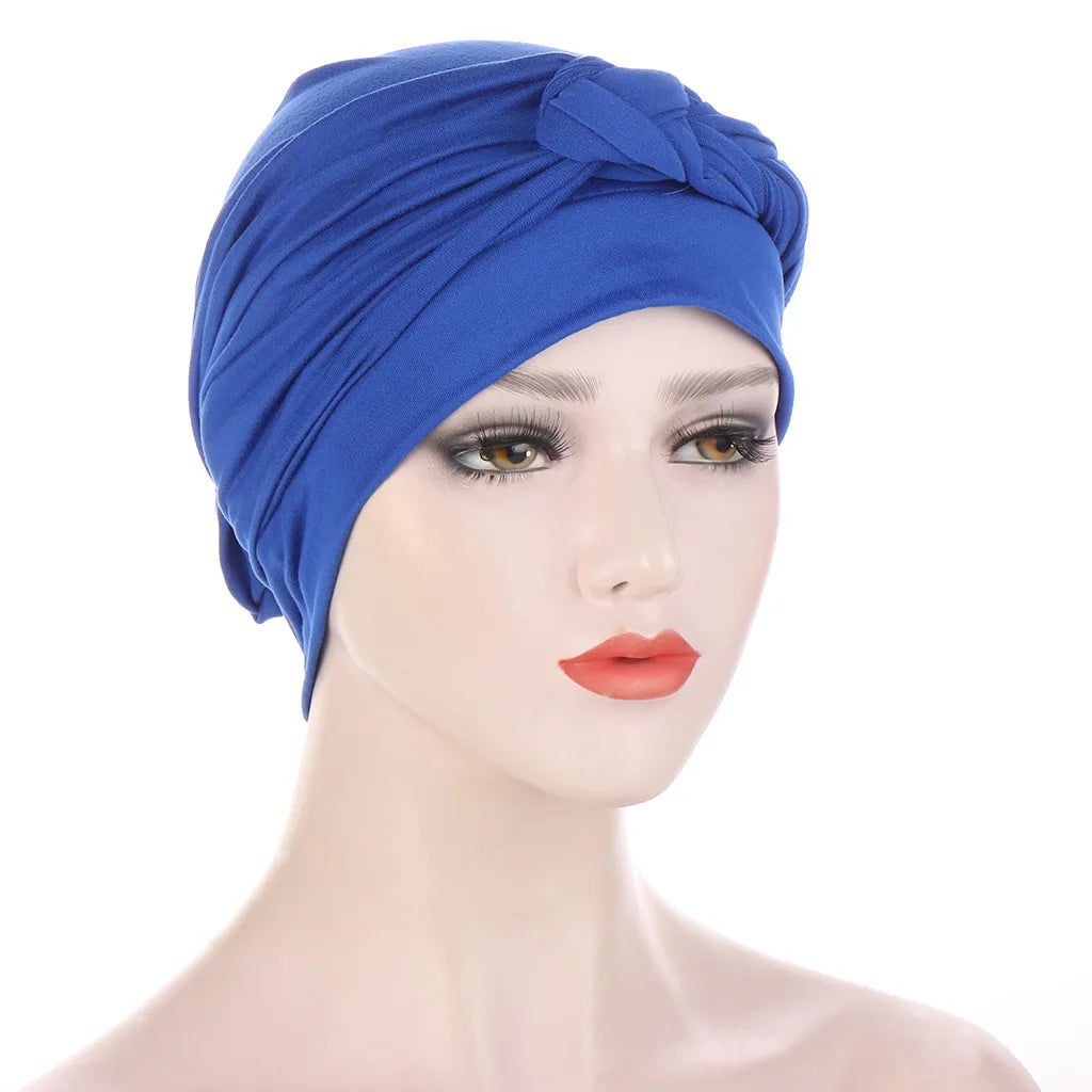 ALTOBEFUN Lady Rural Caps Girl Dots Women Bandanas  Stretchy Turban Cap Female Chemotherapy Headwear Braid Hat Polyester HT193