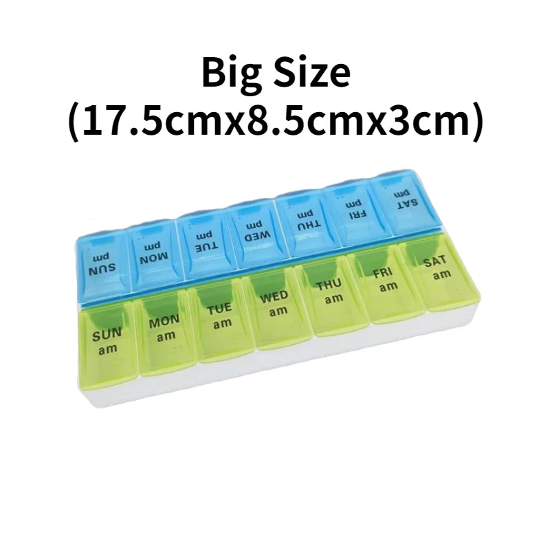 Weekly Portable Travel Pill Cases Box 7 Days Organizer 14 Grids Pills Container Storage Tablets Drug Vitamins Medicine Fish Oils