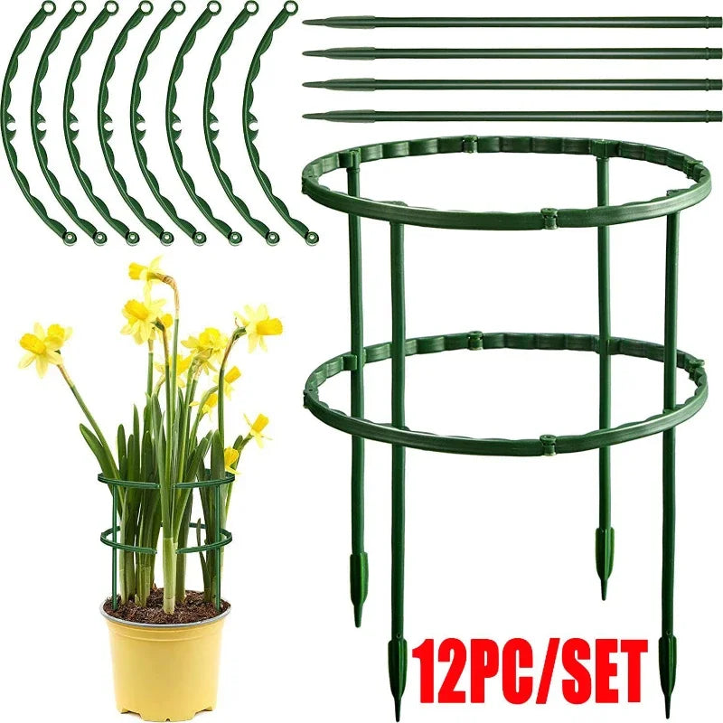 12Pcs/Set Plastic Plant Support Pile Stand for Flowers Greenhouse Arrangement Rod Holder Orchard Garden Bonsai Tool