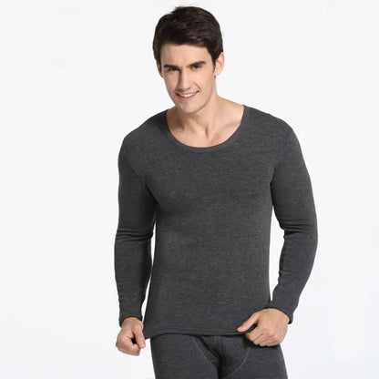 Winter Men’s Thermal Underwear Set - Soft Cotton Fleece Lined Top & Bottom