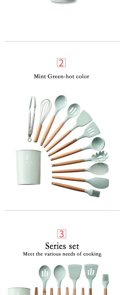 Heat Resistant Silicone Utensils Set – Non-Stick Baking Tools with Storage Box