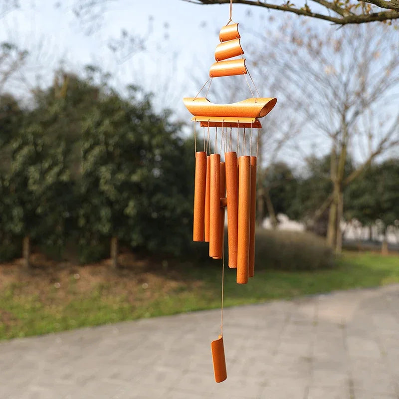 Handmade Tubes Bamboo Bell Natural Wind Chimes  Indoors Pendant Balcony Home Hotel Decor Outdoor Yard Garden Windchime Crafts