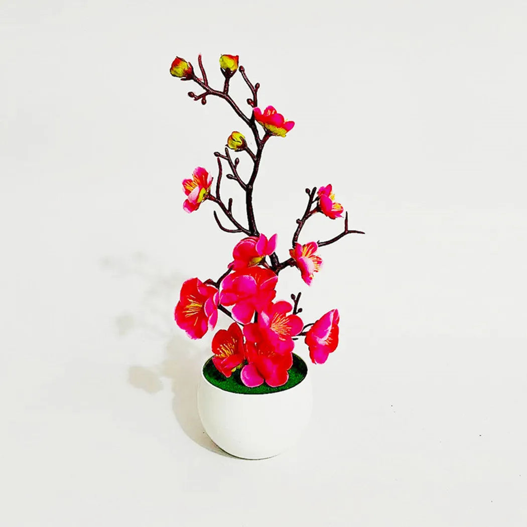 Artificial Bonsai Silk Plum Blossom Flowers for Home Decor