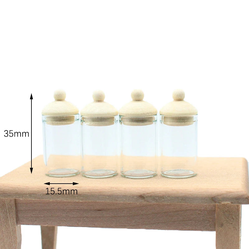 Dollhouse Clear Glass Jar Miniature Storage Bottles