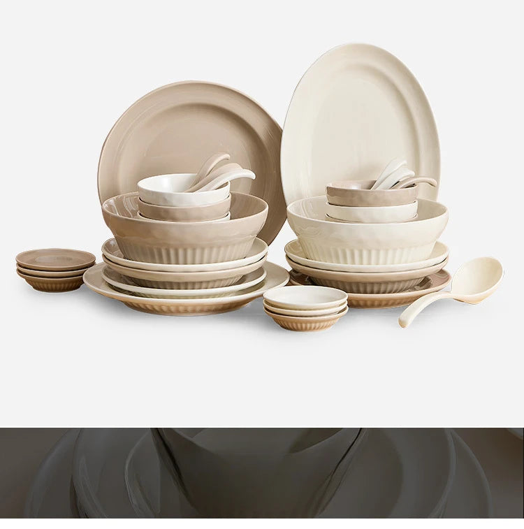 Cream Style Ceramic Bowl Set | High-End Japanese & Chinese Tableware, Kitchen Accessories