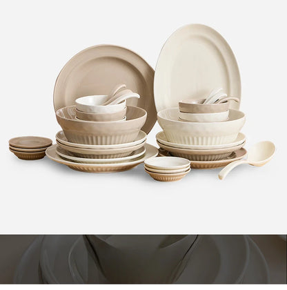 Cream Style Ceramic Bowl Set | High-End Japanese & Chinese Tableware, Kitchen Accessories