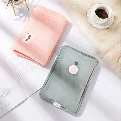 Electric Hot Water Bag Reusable Plush Hot Water Bottle EU Plug Charging Heating Water Bags Winter Warm Hand Pocket