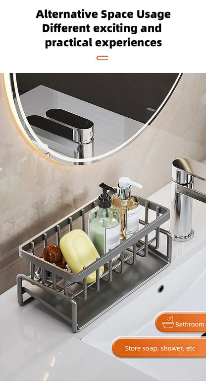 Stainless Steel Sink Shelf – Self-Draining Soap & Sponge Organizer