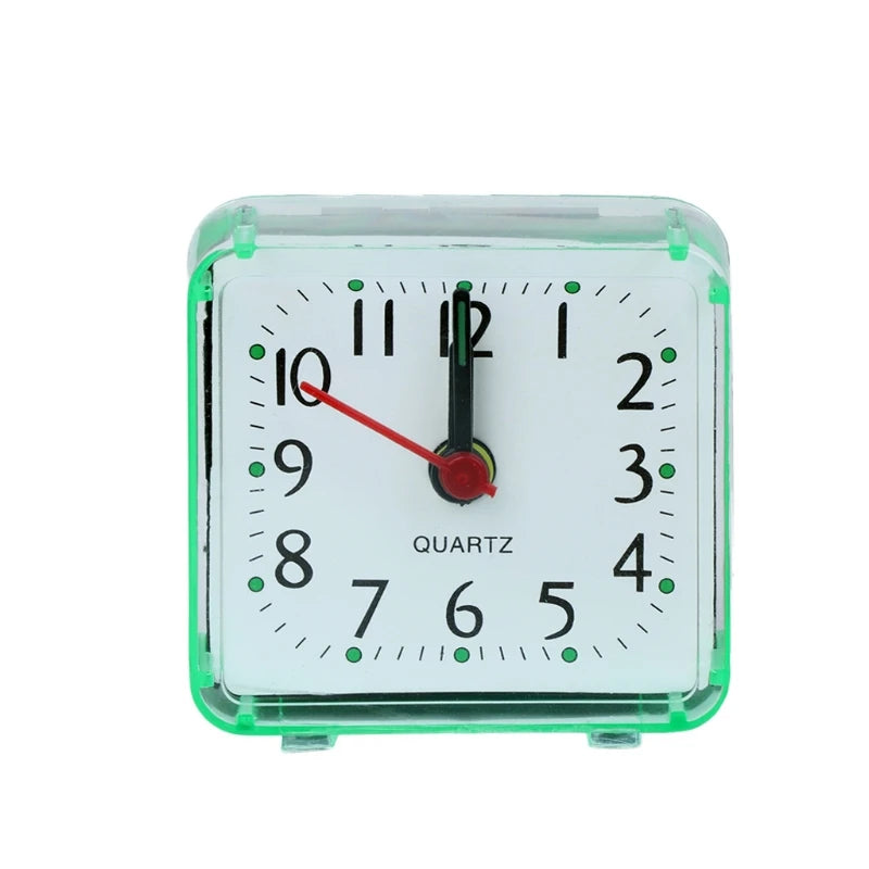 Mini Square Analog Alarm Clock | Silent Non-Ticking Design