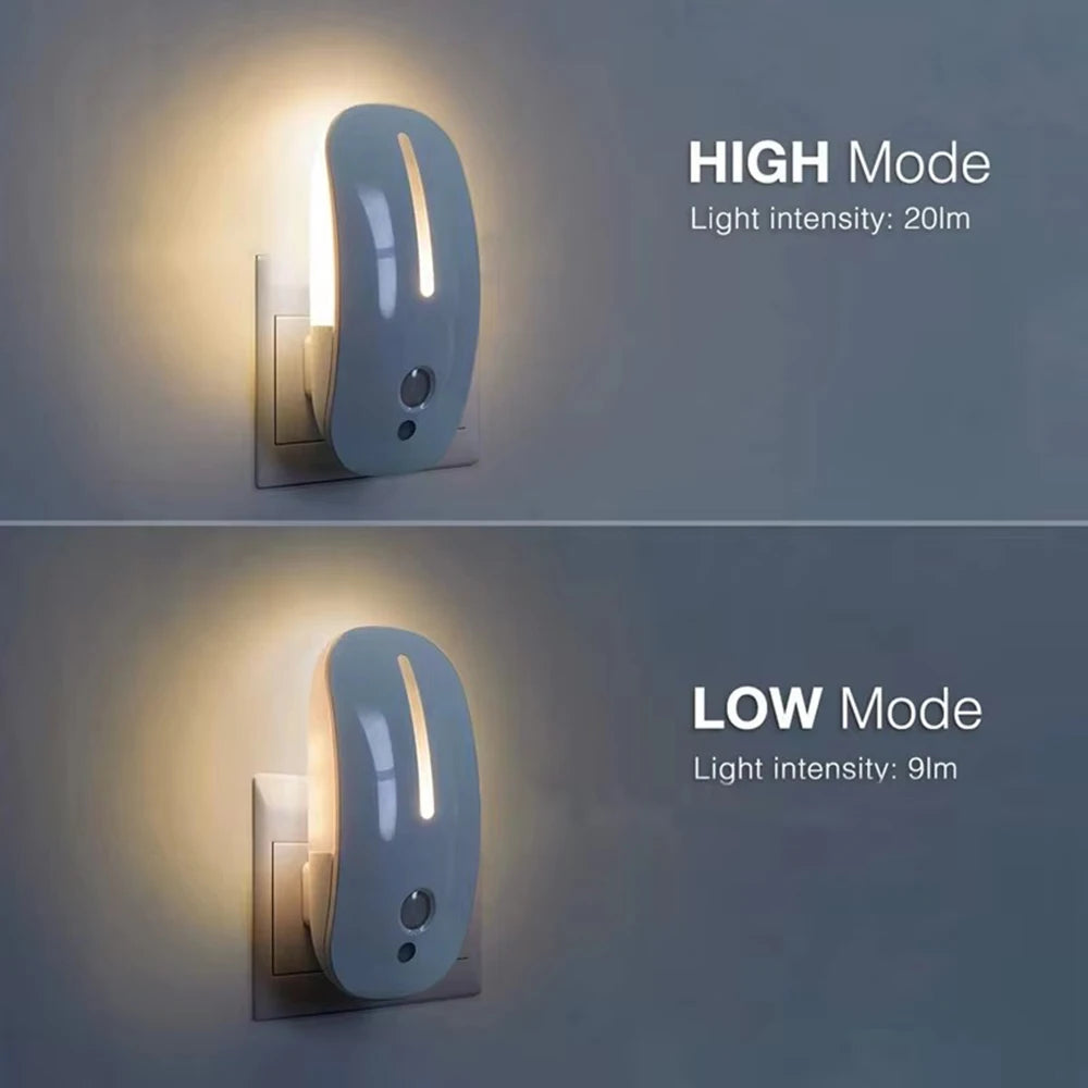 EU Plug LED Night Light Human Body Induction Wall Lamp Bedside Lamp for Home Bedroom Hallway Pathway 6500K 3000K