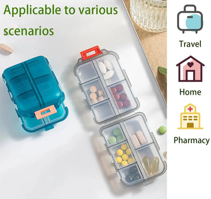 Convenient Travel Pill Organizer Dispenser Portable Pocket Pharmacy Medicine Box Small Case 10 Grids Storage Vitamin Fish Oil