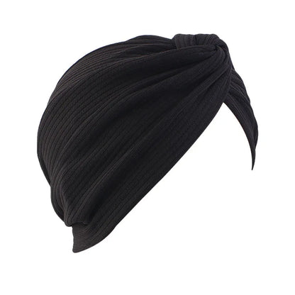 Rippled Twist Turban Caps for Women Muslim Headscarf Bonnet Stretchy Female Head Wraps Solid Cotton Turbante Indian Hat