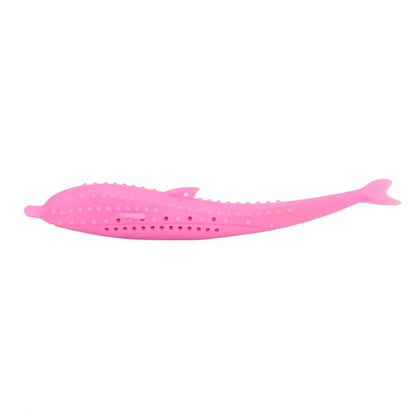 Fish-Shaped Cat Teeth Brushing Toy – Silicone Chew Toy with Catnip