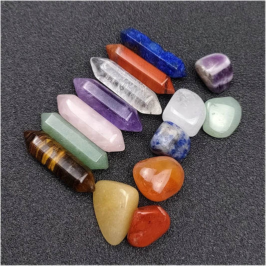 Crystal healing chakra stones Pillar Set | Yoga Energy & Home Decor Gift