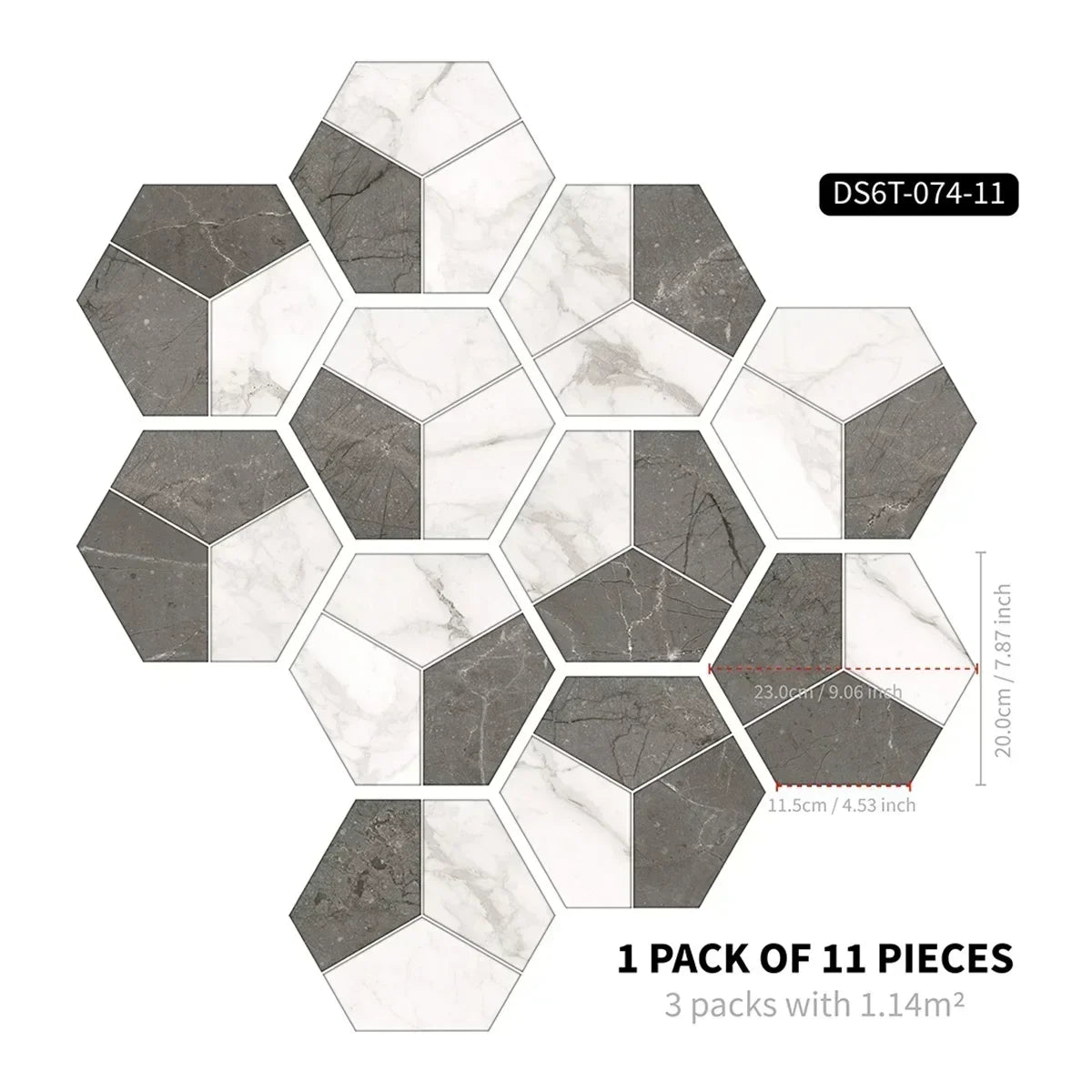 Moroccan Style Hexagonal Floor Stickers – Non-Slip Waterproof Decals