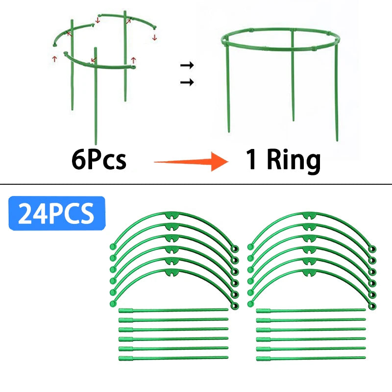 Plant Stakes Plant Stanch Flower Support Bonsai Vine Plants Trellis Pot Semicircle Fixed Rod Gardening Tools 6/12/18/24Pcs