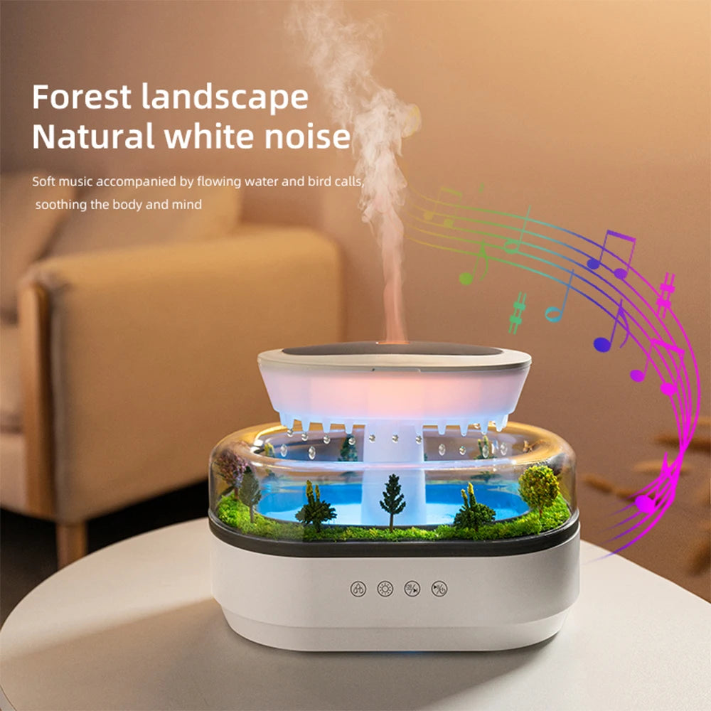 Aroma Humidifier Raindrop Air Humidifier Colorful Light White Noise Essemtial Oil Diffuser Home Ultrasonic Fragrance Diffuser