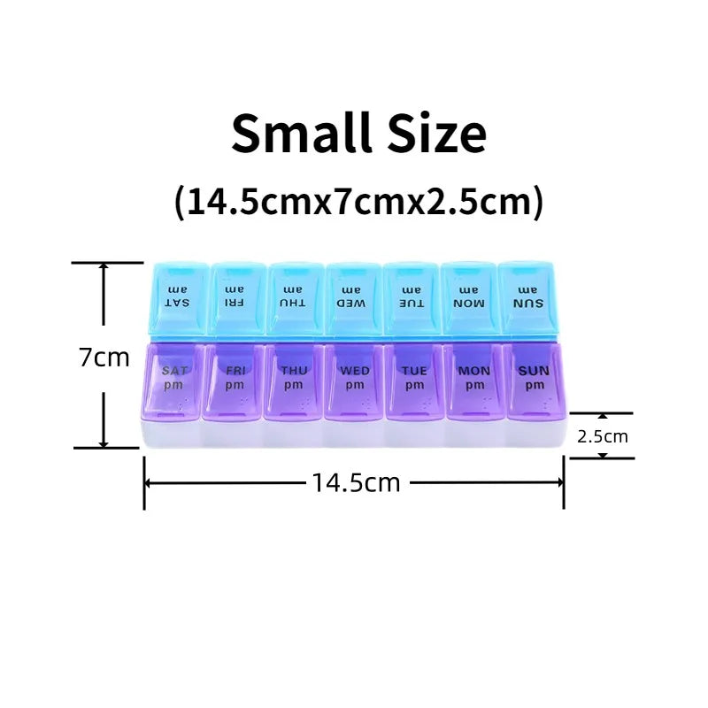 Weekly Portable Travel Pill Cases Box 7 Days Organizer 14 Grids Pills Container Storage Tablets Drug Vitamins Medicine Fish Oils