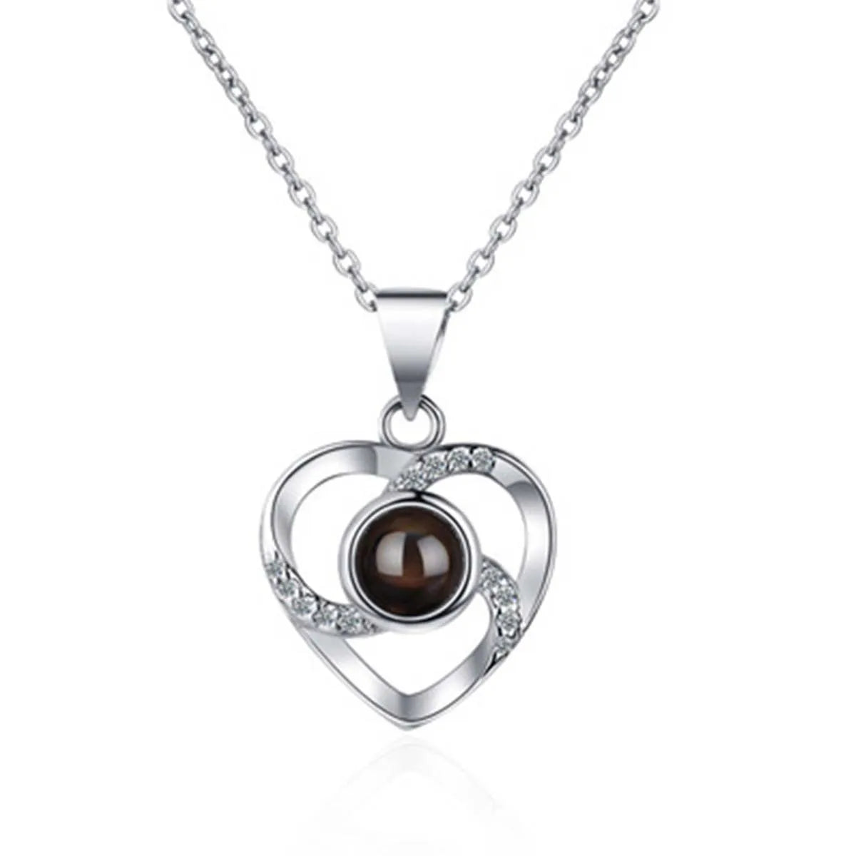 Hollow Zircon Love Necklace & Eternal Flower Gift Box