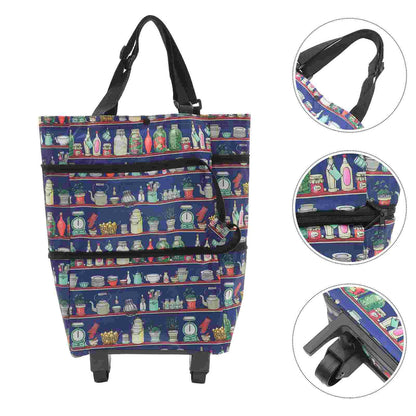 Tote Shopping Bag with Wheels | Foldable Trolley Cart