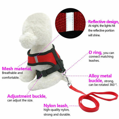 Soft Mesh Dog Harness – Breathable Comfort for Small Dogs & Cats