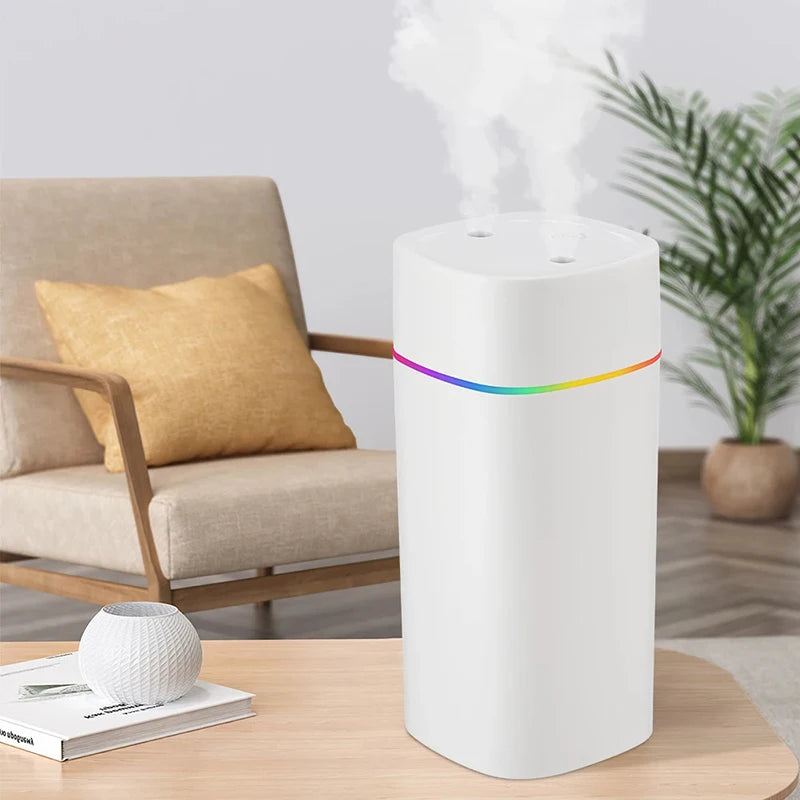 600ML Air Humidifier Double Spray Port Essential Oil Aromatherapy Humidifier Mute Atomizer Colorful Lights For Home Office