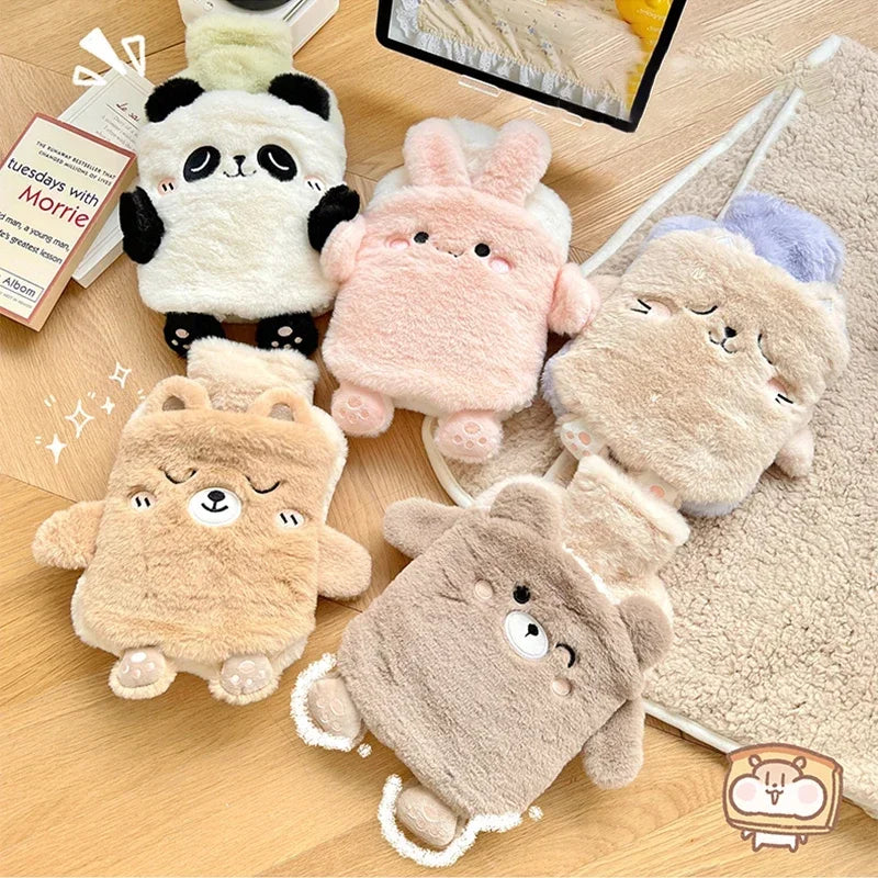 Kawaii Insulation Hot Water Bottle Plush Rubber Hand and Foot Belly Warmer Explosion-proof Hot Water Bag for Women Period Cute