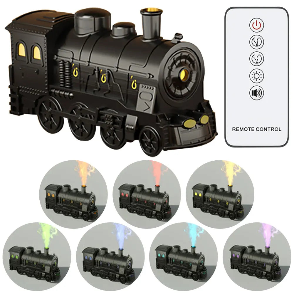 Mini Train Shape Aromatherapy Essential Oil Diffuser Ultrasonic Air Humidifier with LED Lamp 2 Spray Modes Aroma Difusor Atomize