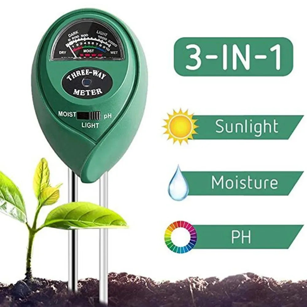 3-in-1 Soil Tester | Moisture, Light, pH Meter for Gardens