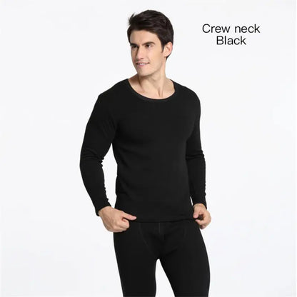 Winter Men’s Thermal Underwear Set - Soft Cotton Fleece Lined Top & Bottom