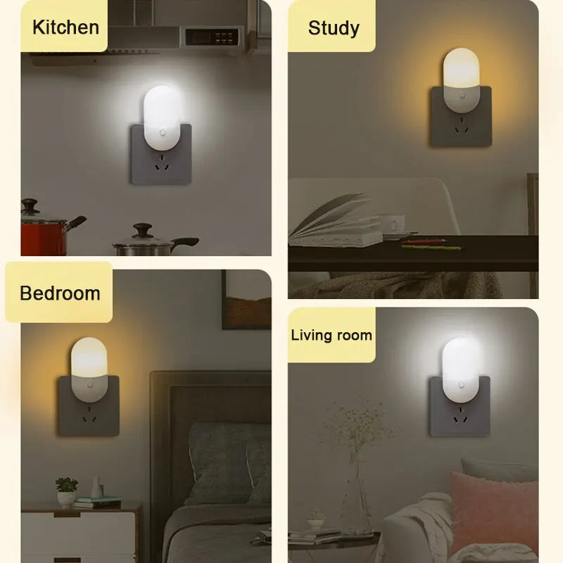 2 PC Led Mini Night Light Switch Plug In Led Lighting Eye Protection Night Lamp Use For Bedside Baby Feeding Decoration Bedroom